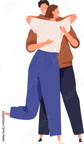 Happy Couple Hugging Cartoon Illustration