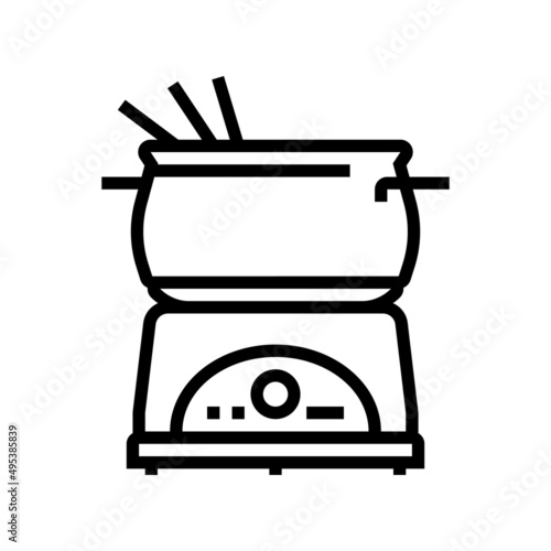 steel fondue pot line icon vector. steel fondue pot sign. isolated contour symbol black illustration