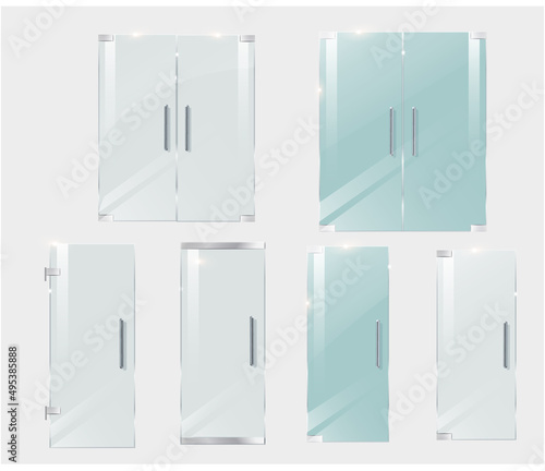Glass doors isolated on transparent background. Vector
