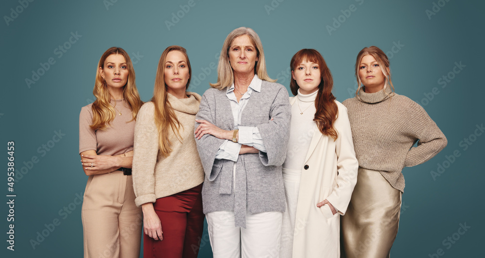 White women of different ages standing together White women of different ages standing together