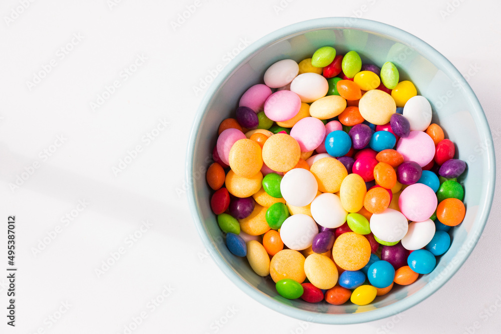 Colorful candies in the bowl, all color candies