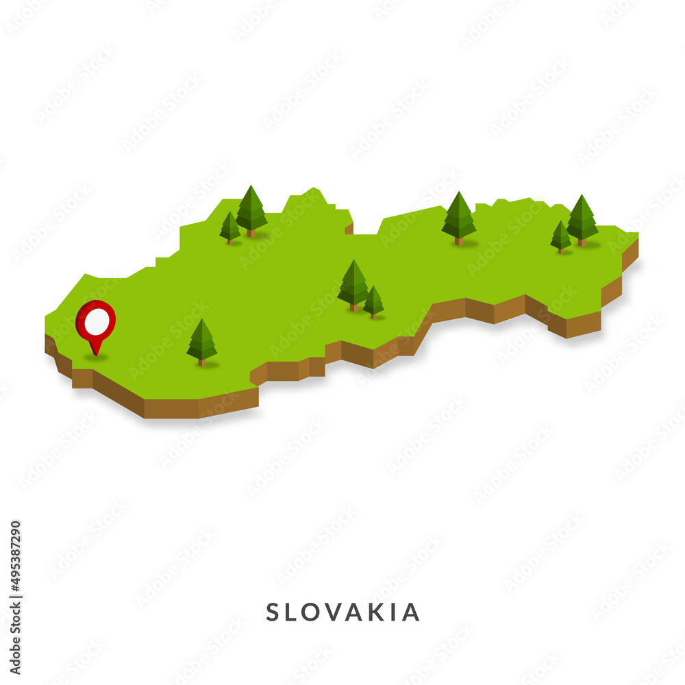 Isometric Map Of Slovakia Simple 3d Map Vector Illustration Eps 10