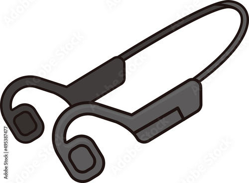 Illustration of black bone conduction earphones