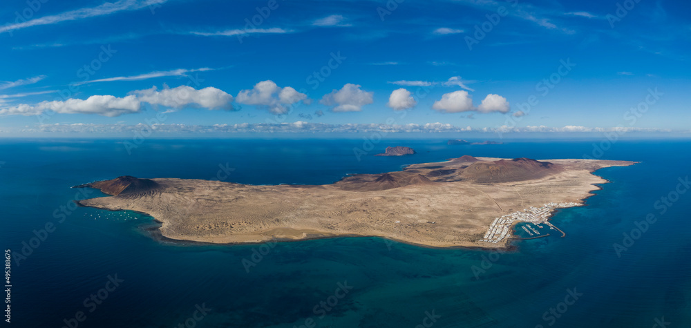 Graciosa island near the north shore of Lanzarote, Spain