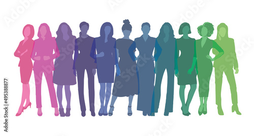 Colorful rainbow business women siulhouette vector