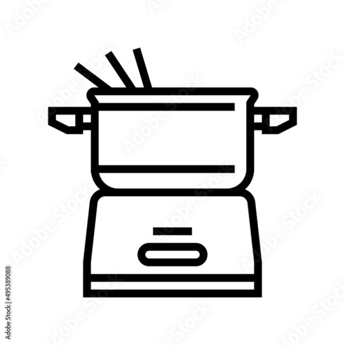 electric fondue pot line icon vector. electric fondue pot sign. isolated contour symbol black illustration