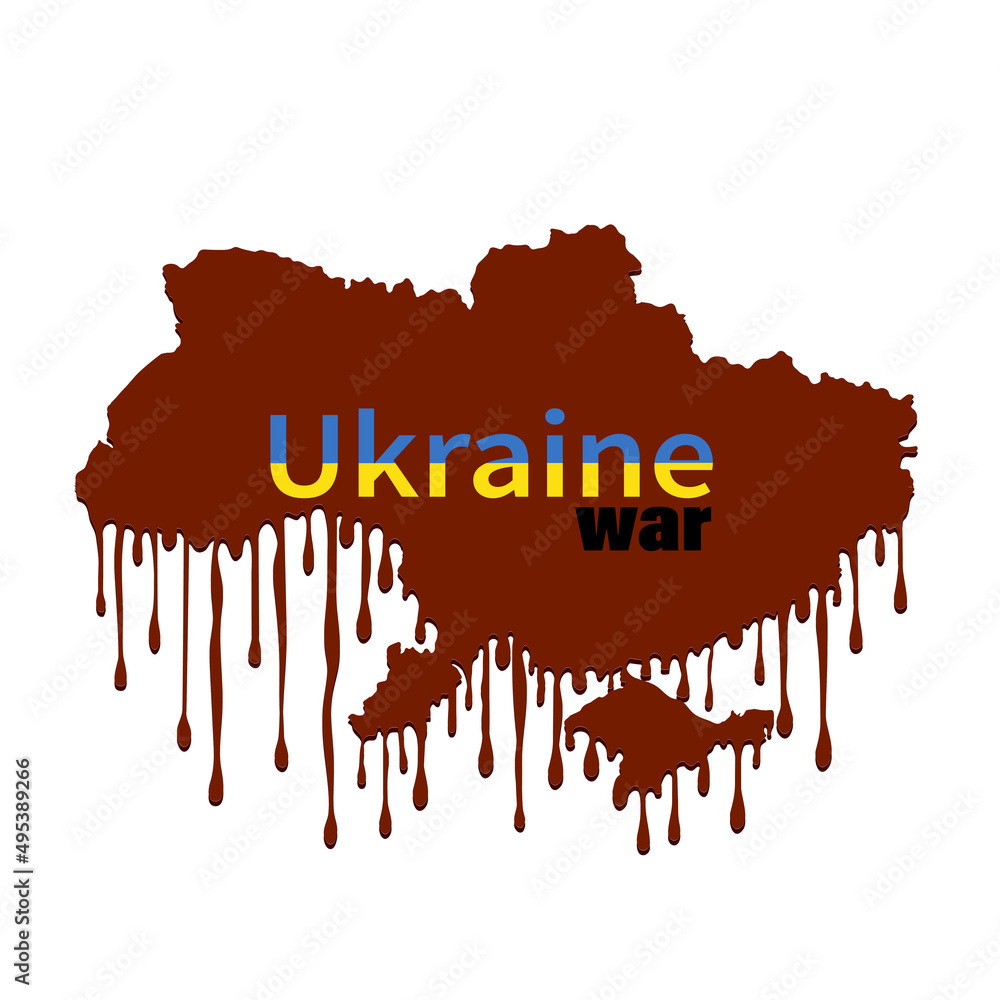 Ukraine on fire bleeding vector illustration.