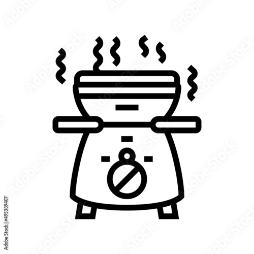 warmer fondue line icon vector. warmer fondue sign. isolated contour symbol black illustration