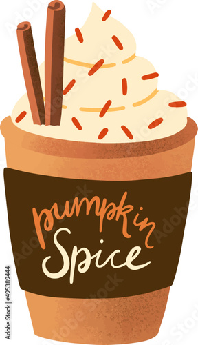 Pumpkin Spice Coffee Colored Illustration