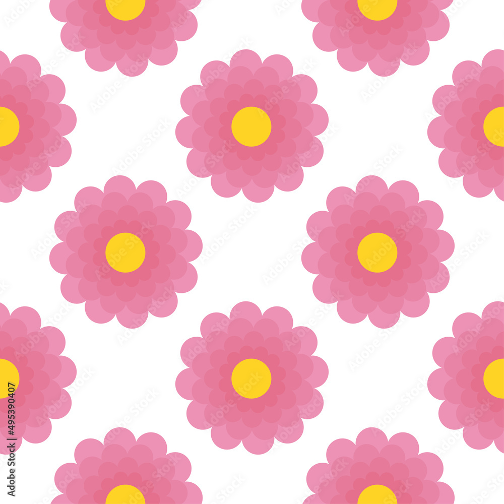 Simple floral seamless pattern. Background with cute identical flowers. Template for fabric, wallpaper, paper vector illustration