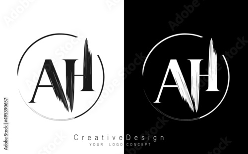 AH letter logo design template vector