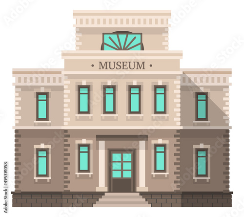 Museum facade. Historic building icon. City landmark