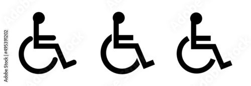 Disabled vector icon.Wheelchair Symbol.The International Symbol of Access (ISA) isolated on white background.Set of Handicap icons.