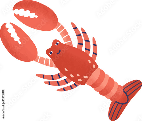 Funny Lobster Childish Cartoon Illustration