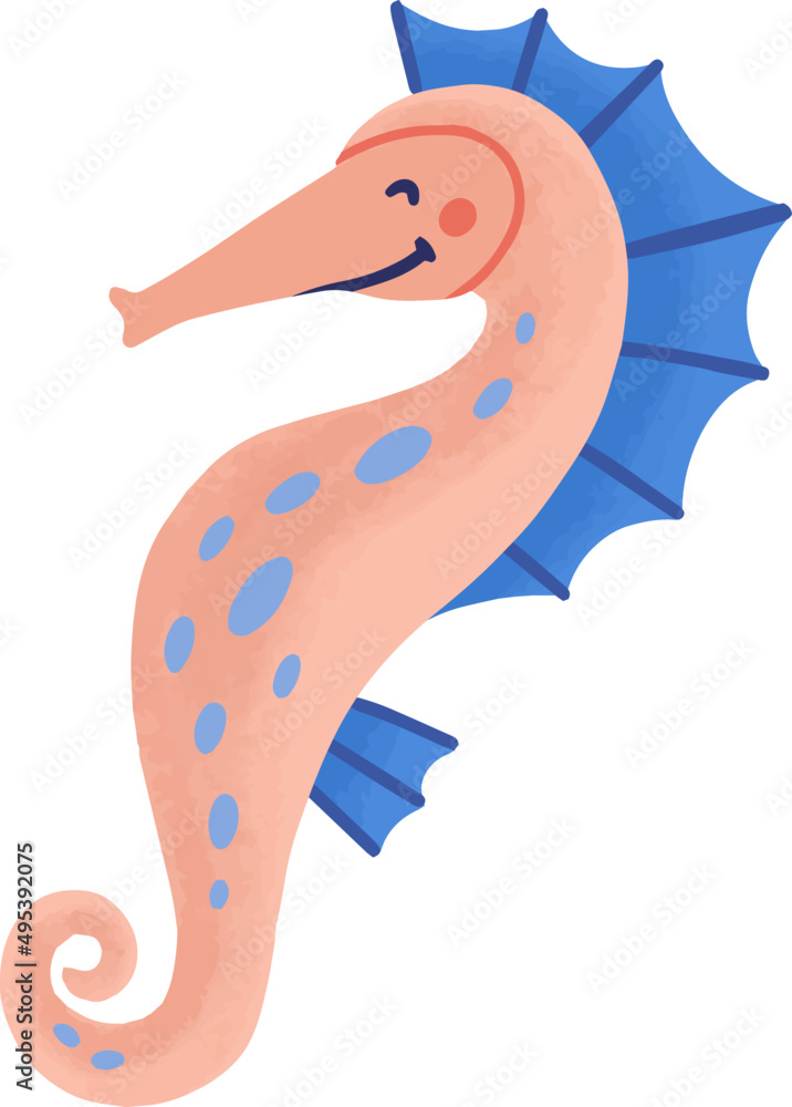 Obraz premium Cute Seahorse Childish Cartoon Illustration