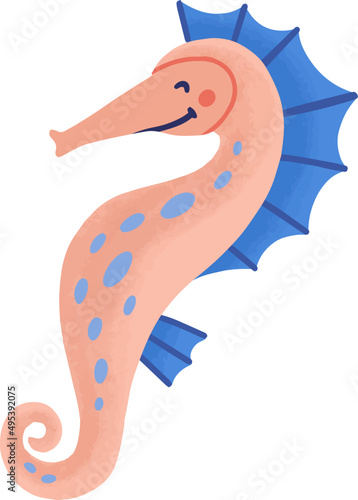 Cute Seahorse Childish Cartoon Illustration