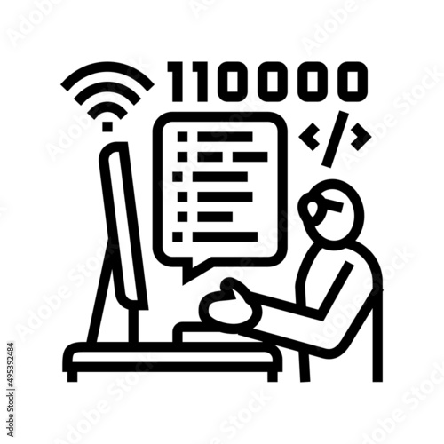 developer freelance line icon vector. developer freelance sign. isolated contour symbol black illustration