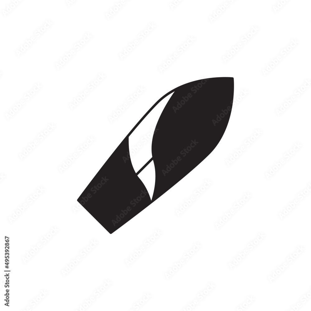 Surf board icon in black flat glyph, filled style isolated on white background Surf board icon in black flat glyph, filled style isolated on white background
