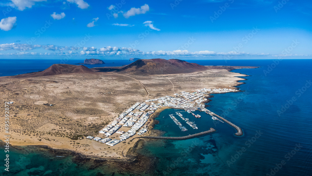 Caleta del Sebo village on the Graciosa island near the north shore of Lanzarote, Spain