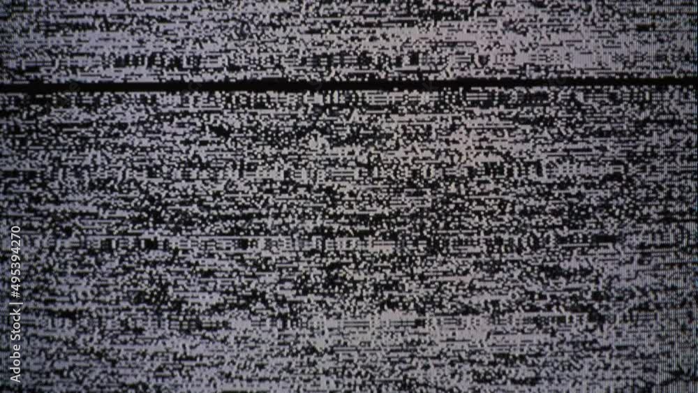 VHS noise of VCR tape on a real CRT screen with flickers, defects, and