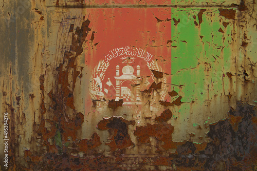 Afghanistan Flag on a Dirty Rusty Grunge Metalicl Surface