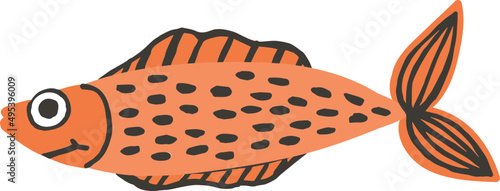 Beautiful Fish Childish Cartoon Illustration