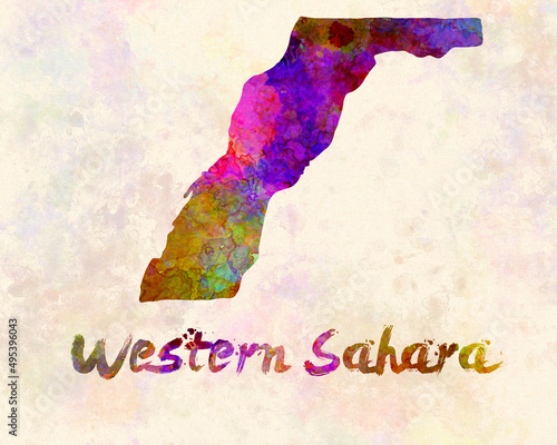 watercolor map western sahara