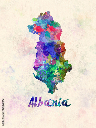 Fotografie, Obraz watercolor map albania