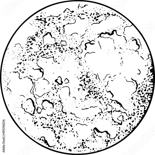 Solar System Planet Hand Drawn Monochrome Illustration