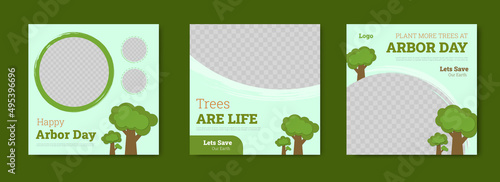 Leinwand Poster Flat arbor day social media posts collection