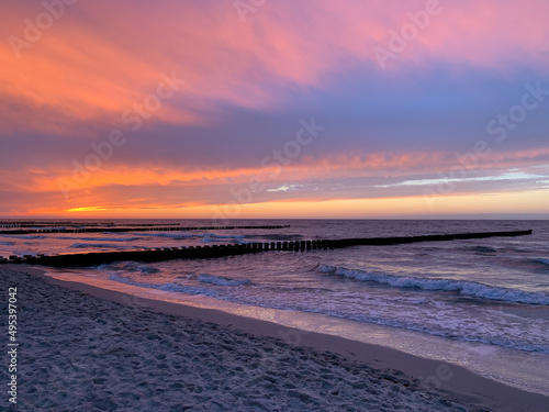 Sonnenuntergang Weststrand Ahrenshoop Darss Fischland Zingst Mecklenburg-Vorpommern