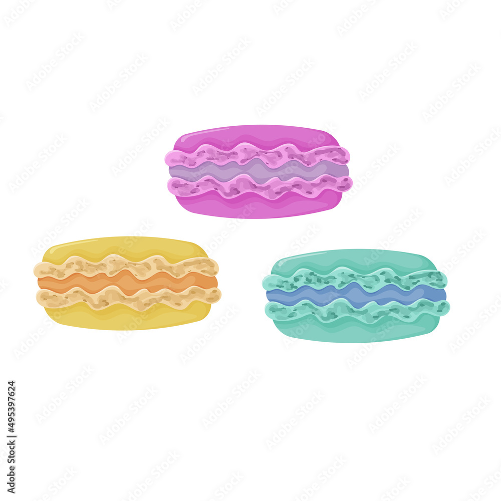 Macarons. Party sweets. Isolated on white background Macarons. Party sweets. Isolated on white background