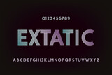 Extatic Hand Crafted Sans Serif Style Font Lettering - Five Stripes Retro Pop Style Grotesque Caps and Numerals on Black Background - Typography Graphic Design