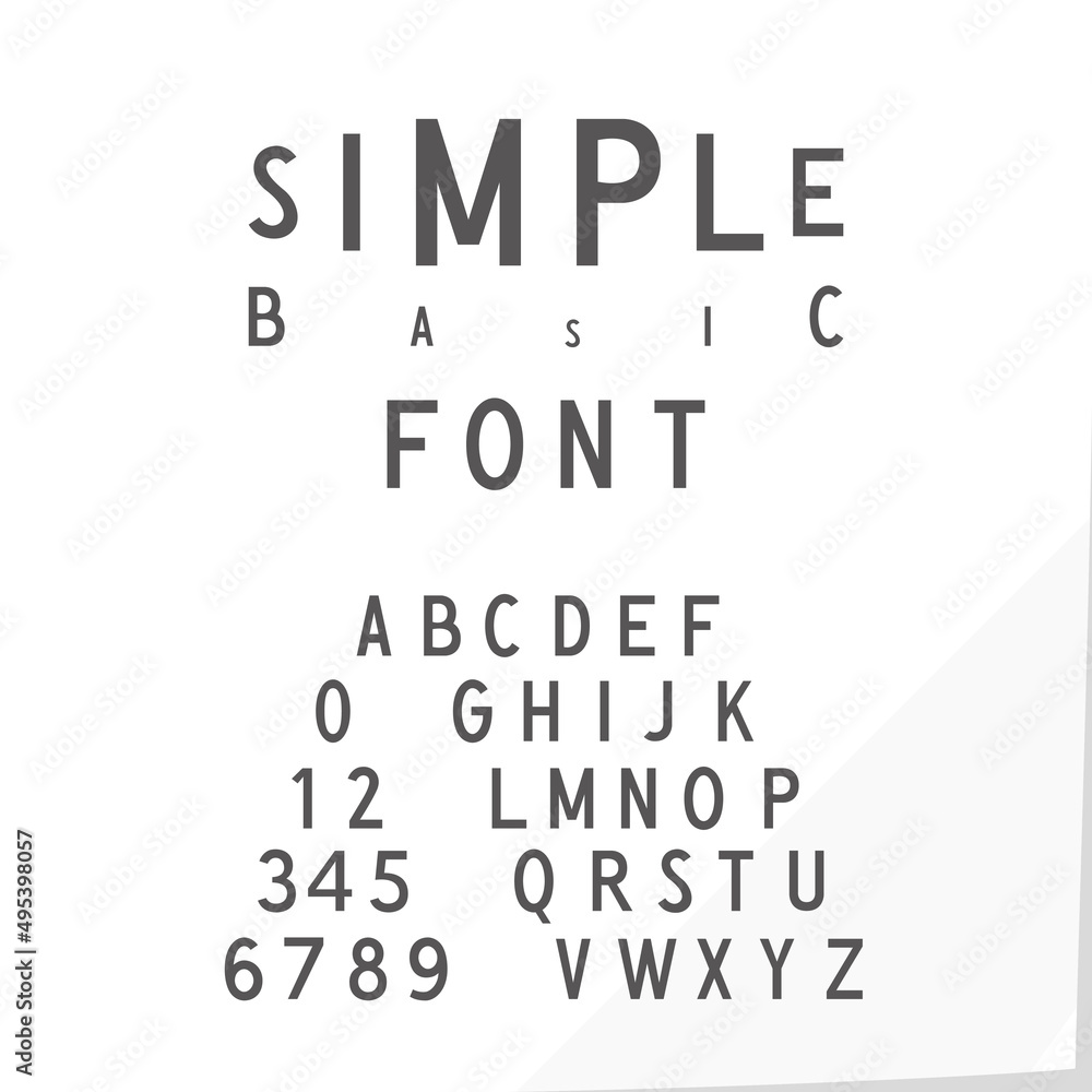 Hand Crafted Modern Font Lettering Named Simple Basic - Dark Grey Caps and Numerals on White Natural Paper Effect Background - Typography Design Hand Crafted Modern Font Lettering Named Simple Basic - Dark Grey Caps and Numerals on White Natural Paper Effect Background - Typography Design