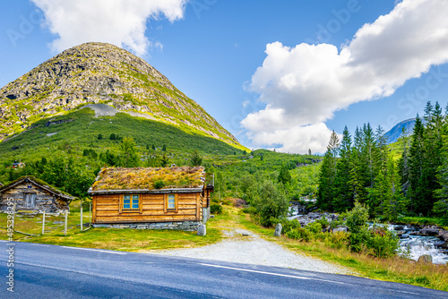 Cabin by the road in the mountens Norway Trollstigen photo