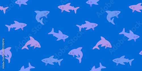 Simple seamless trendy pattern with shark. Childish print for nursery  kids apparel  poster  postcard  pattern.