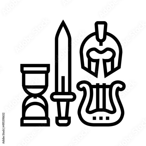 antiques treasure line icon vector. antiques treasure sign. isolated contour symbol black illustration