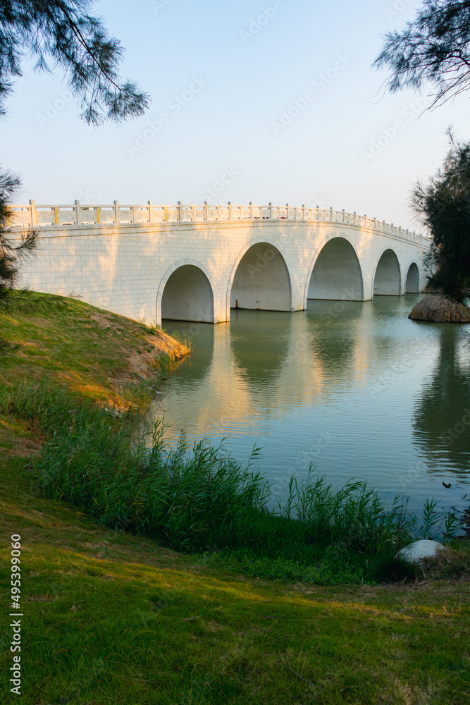 bridge over the river at sunset bridge over the river at sunset