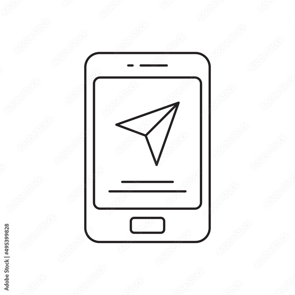 Gps navigation on phone icon line style icon, style isolated on white background Gps navigation on phone icon line style icon, style isolated on white background