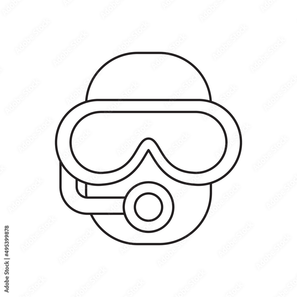 Diving, scuba, snorkel icon line style icon, style isolated on white background Diving, scuba, snorkel icon line style icon, style isolated on white background