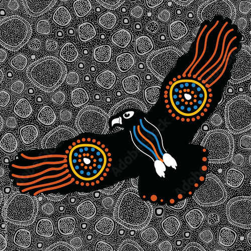 Aboriginal style flying eagle artwork