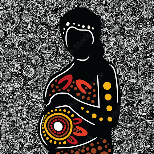 Aboriginal pregnant woman dot artwork