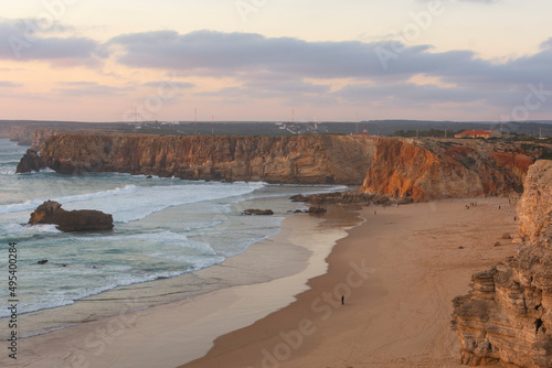 A view of the cliffs of Cape St. Vincent at sunset. Portugal. Region Algarve. Continental Europe's most South-western point, Sagres, Algarve, Portugal