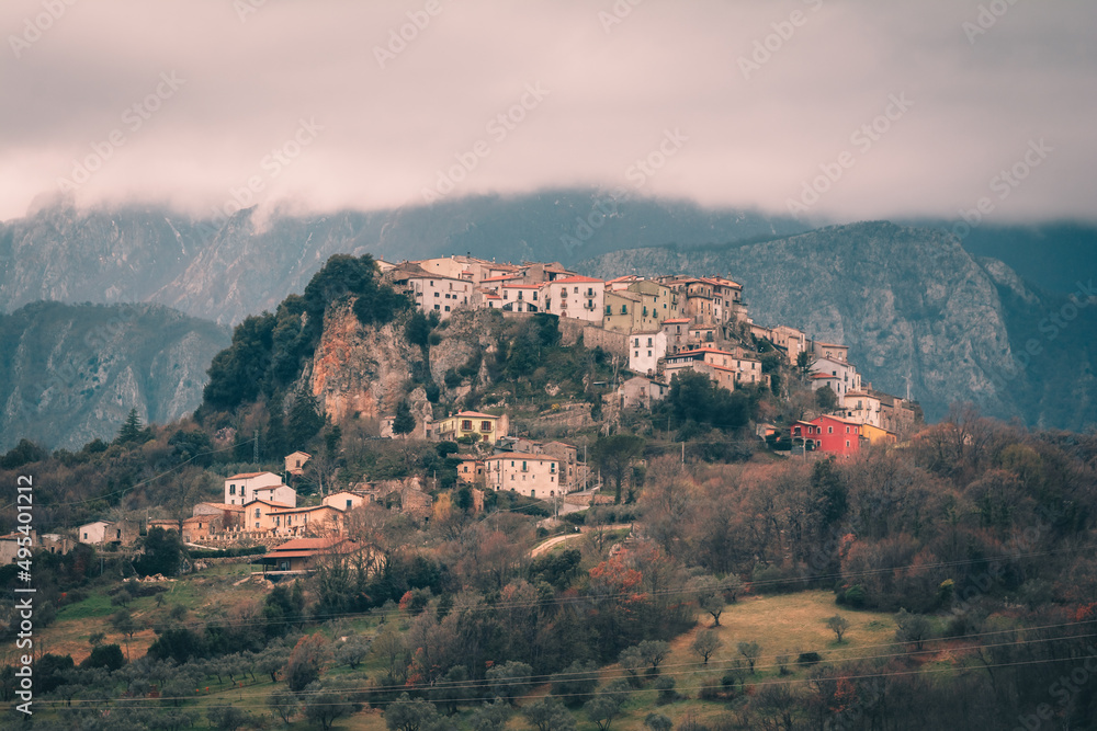 Small town of castel san vincenzo, molise region, italy