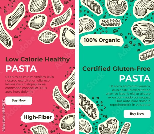 Low calorie healthy pasta, certified products