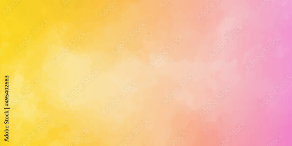 Abstract watercolor background with space .Modern and geometric pattern with watercolor texture in Beautiful bright hot yellow watercolor and soft peach orange and beige colors on cloud .