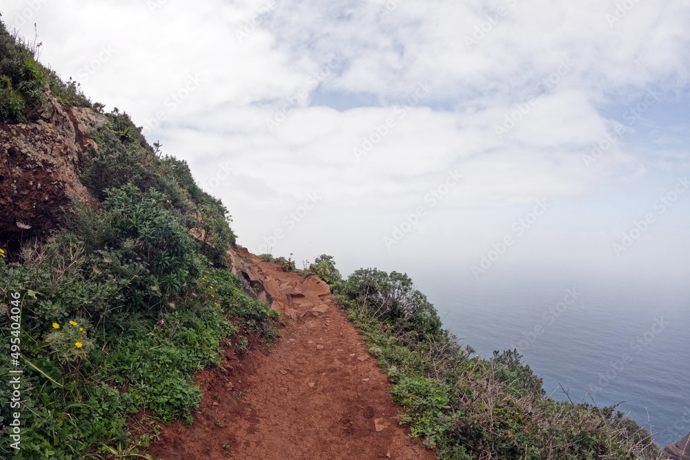 Viewpoint of the Mirador Aguaide in Rural park of Anaga and Atlantic ocean coast, Tenerife, Canary islands, Spain