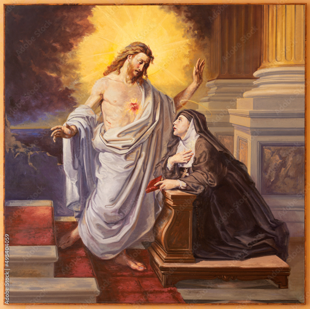 Φωτογραφία BARI, ITALY - MARCH 3, 2022: The painting of apparition of Heart Jesus to St