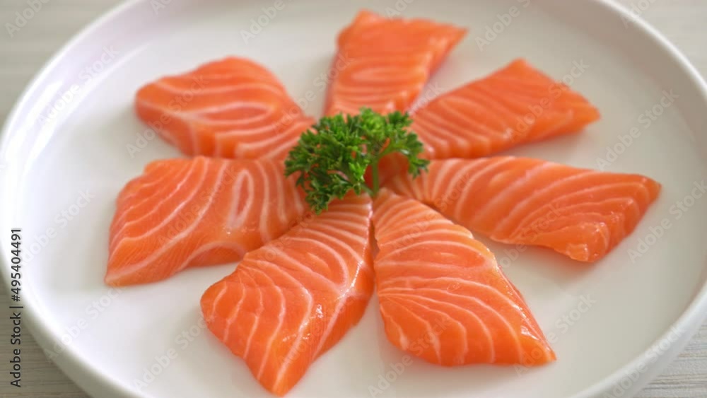 Fresh Salmon Raw Sashimi - Japanese food style Fresh Salmon Raw Sashimi - Japanese food style