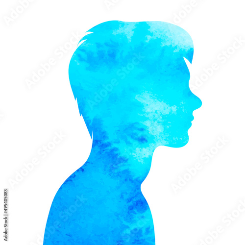 watercolor silhouette portrait man in profile isolated vector